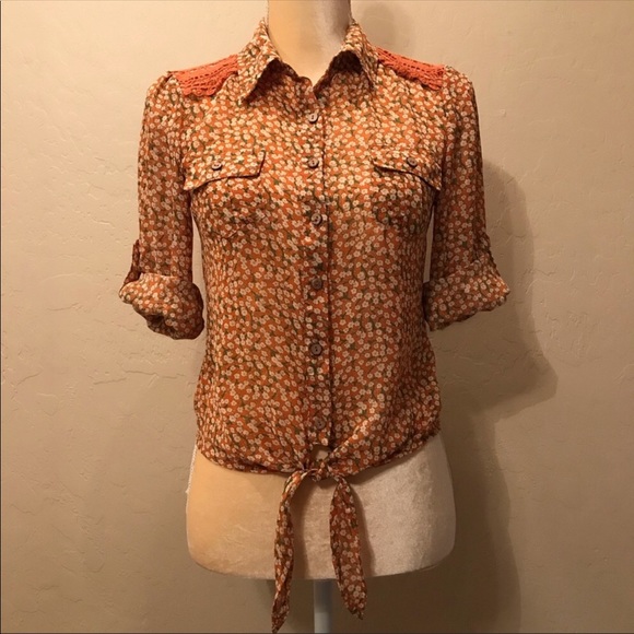 Mine by Anthropologie floral boho blouse, small